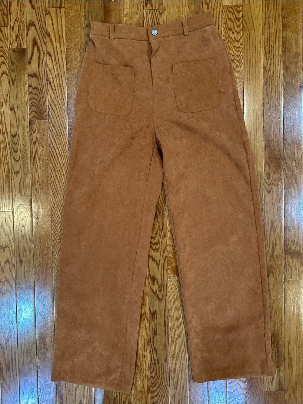 Shein women’s lightweight brown straight leg corduroy pants size large EUC